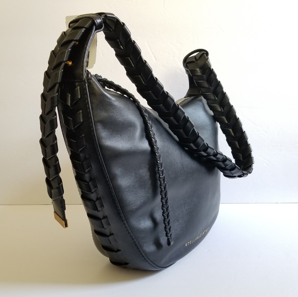 Stella McCartney Braided Hobo Shoulder Bag Black - Picture 7 of 12